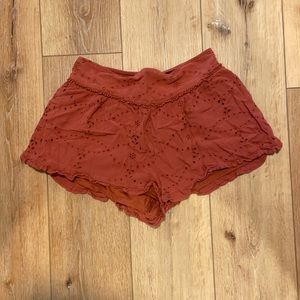 Eyelet rust colored shorts